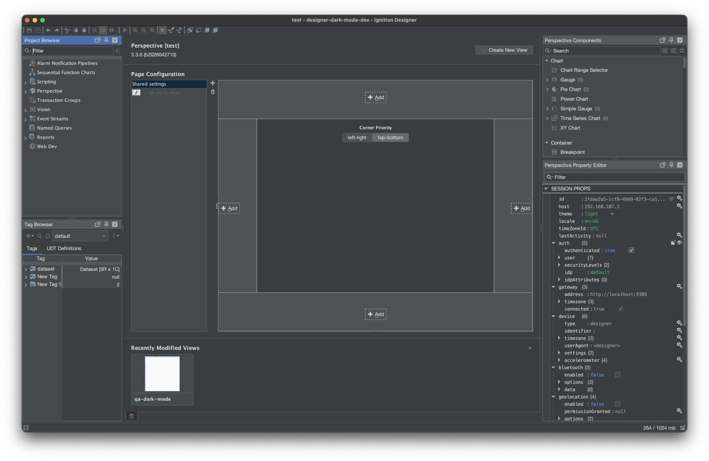 Ignition Designer with dark mode on